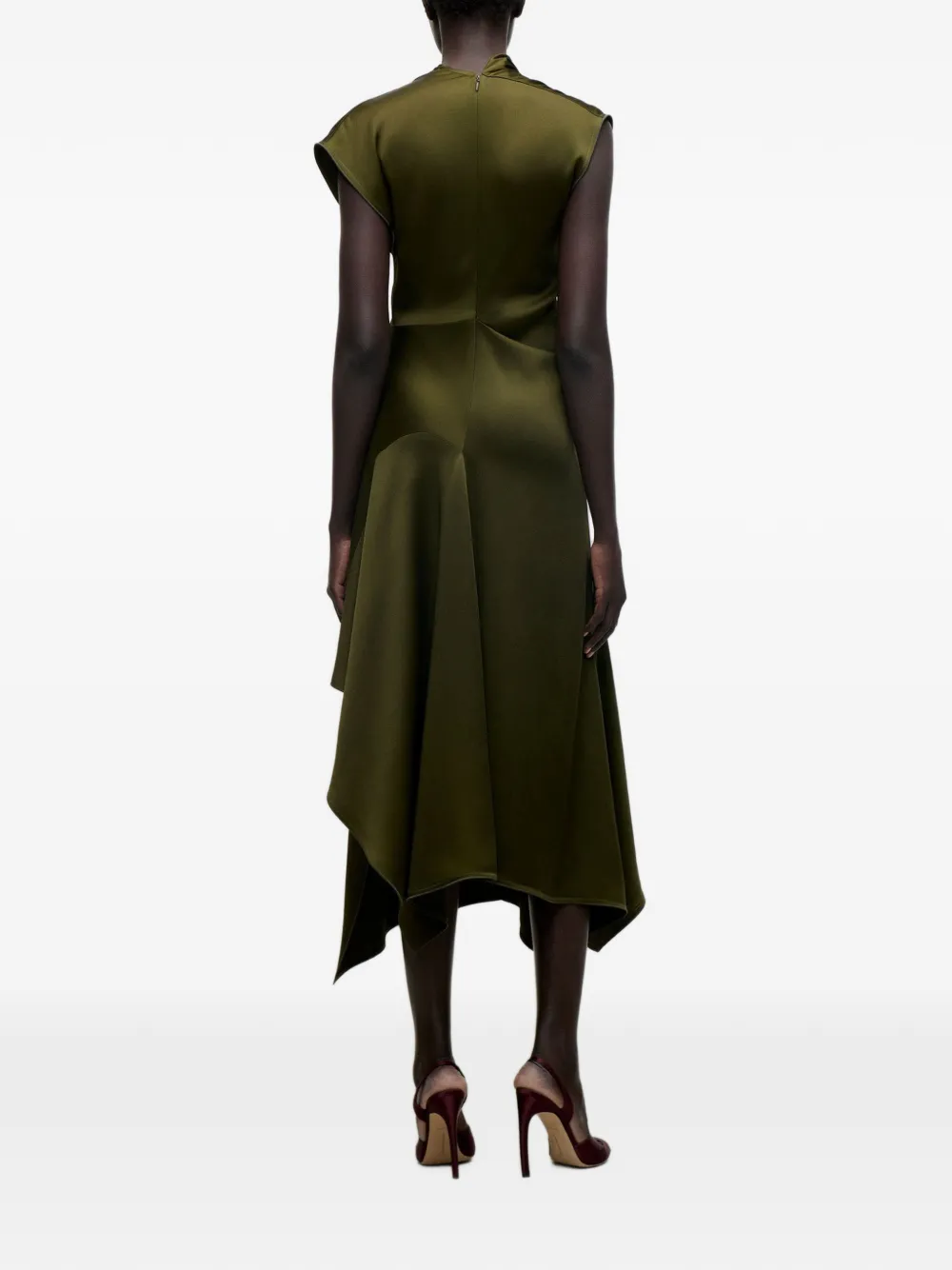 Victoria Beckham Gedrapeerde midi-jurk Groen