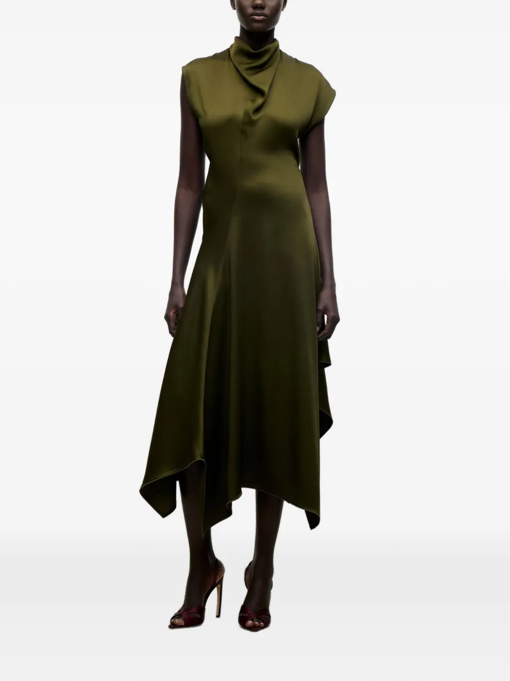 Victoria Beckham Gedrapeerde midi-jurk Groen