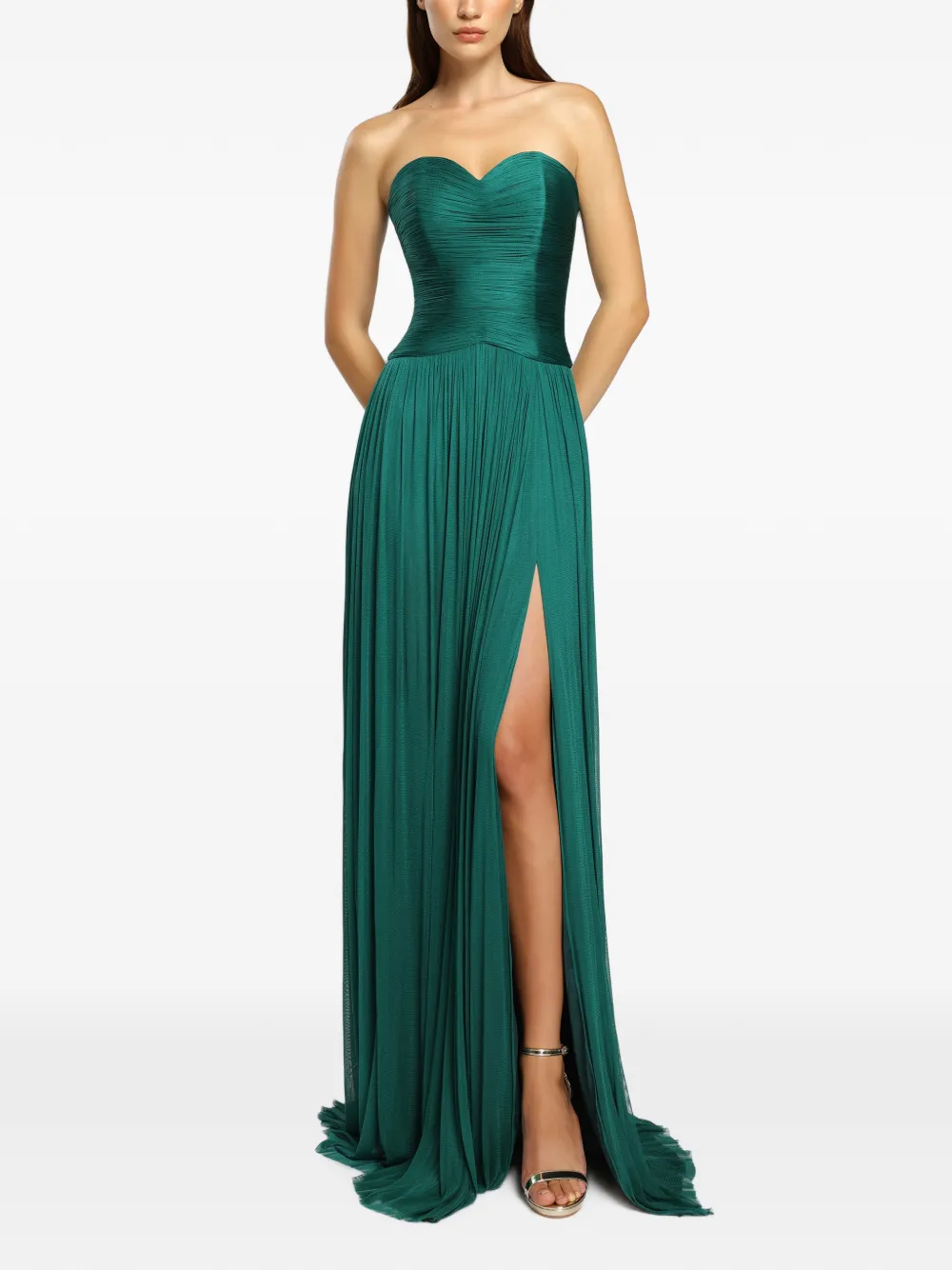 CRISTALLINI Nova pleated silk maxi dress - Verde
