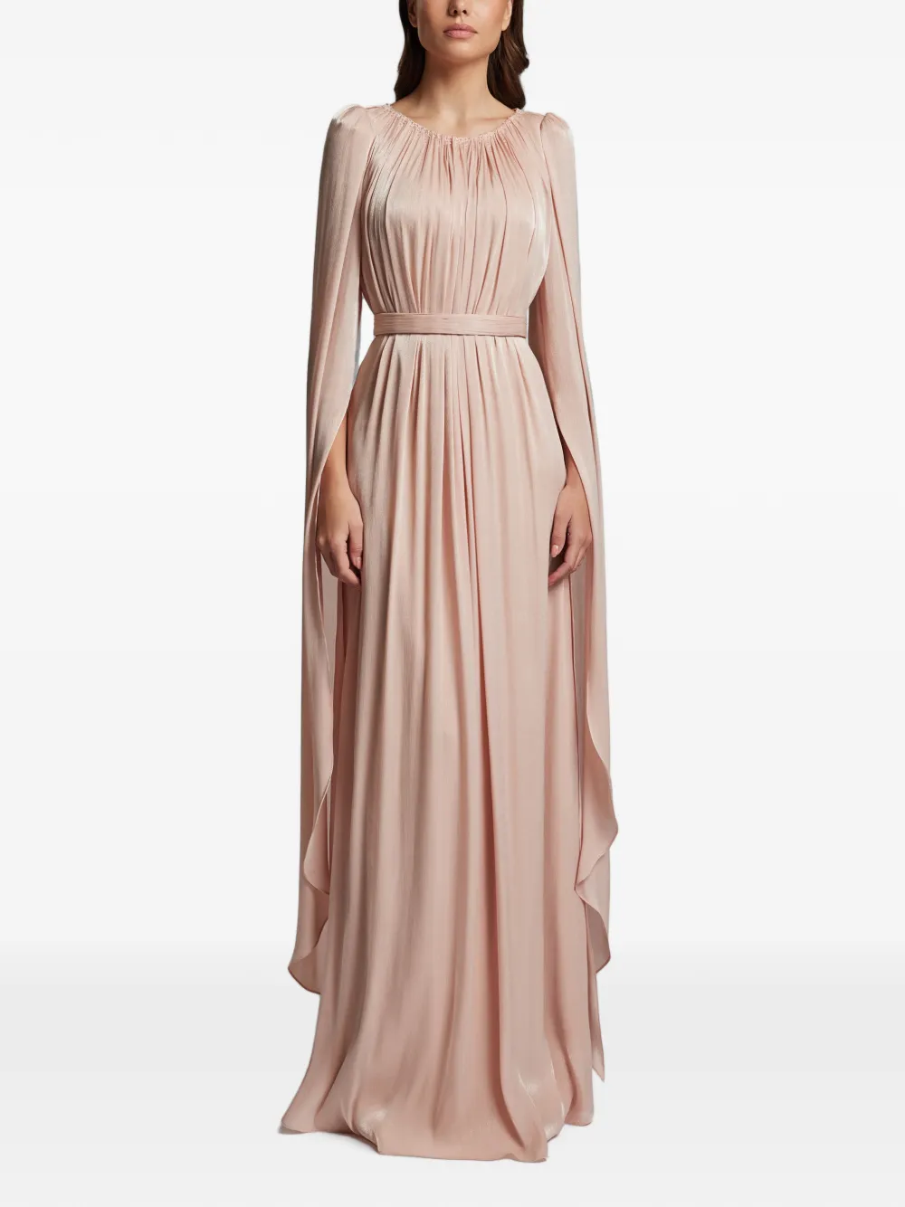 CRISTALLINI Studio pleated cape-sleeve maxi dress