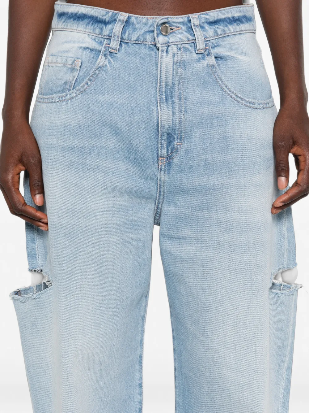 ICON DENIM Poppy gerafelde jeans met wijde pijpen Blauw