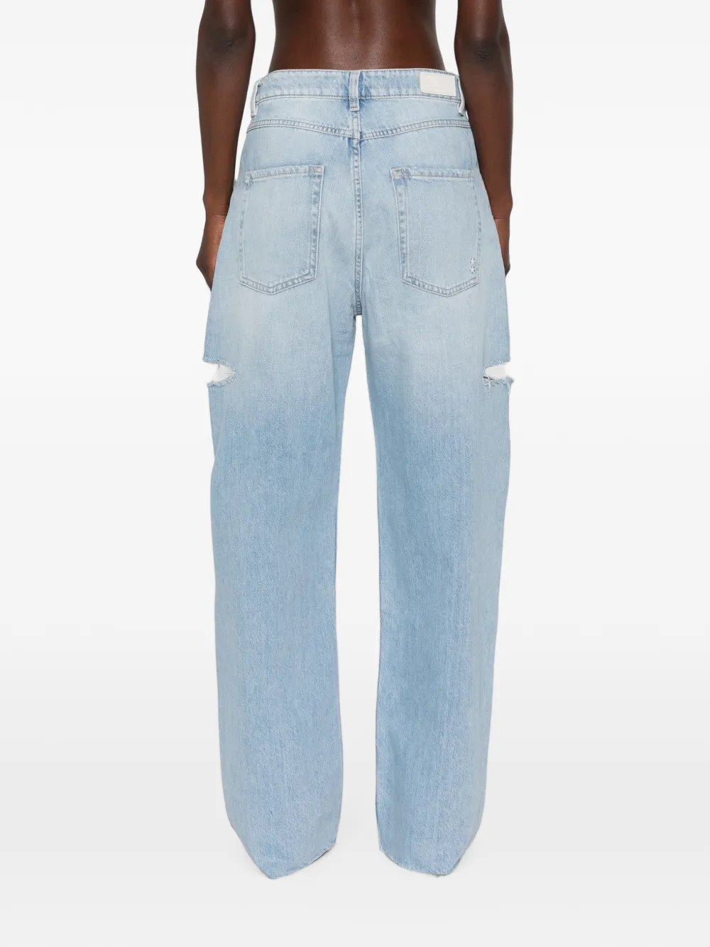 ICON DENIM Poppy gerafelde jeans met wijde pijpen Blauw