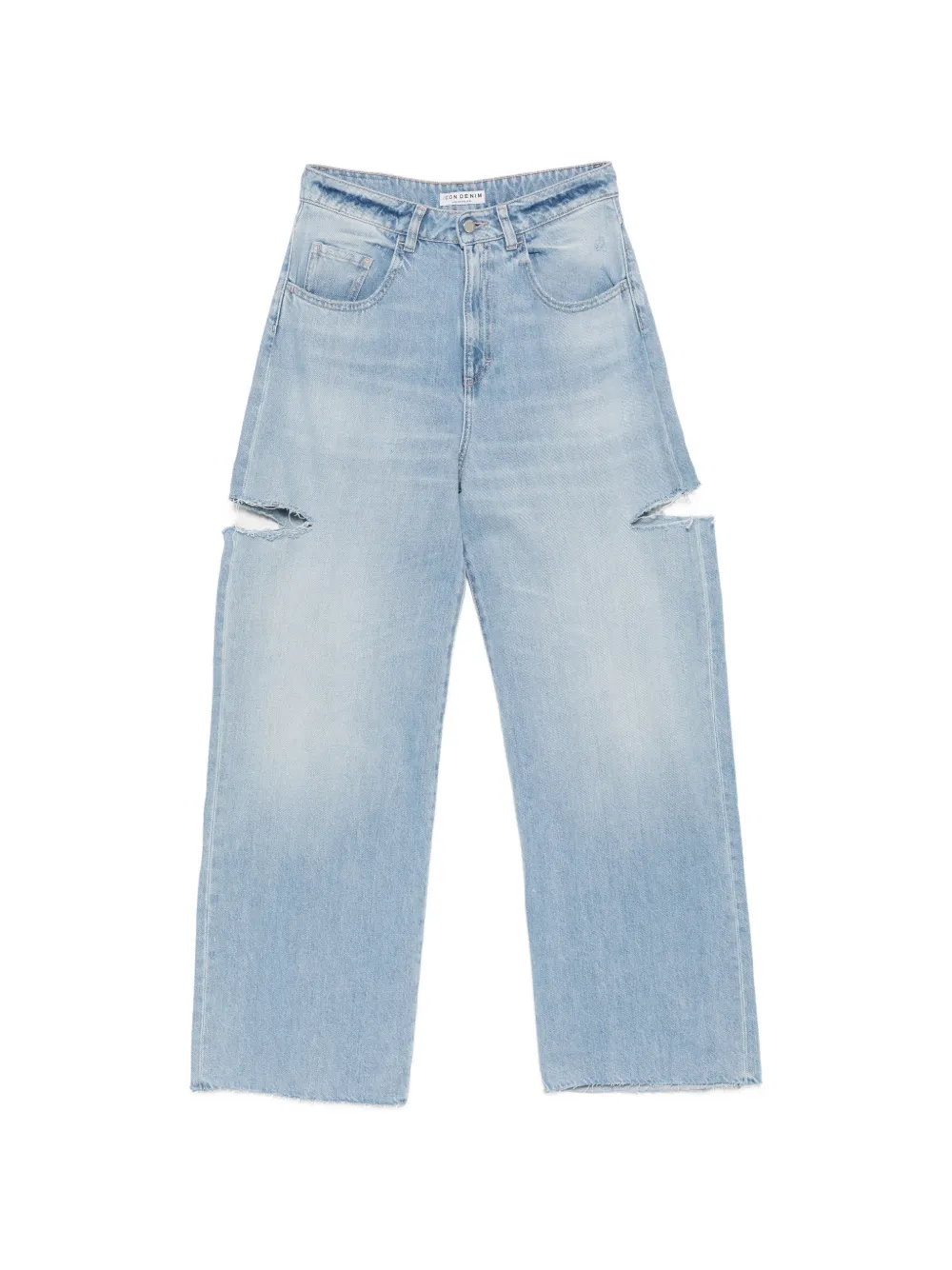 ICON DENIM Poppy distressed wide-leg jeans - Blu