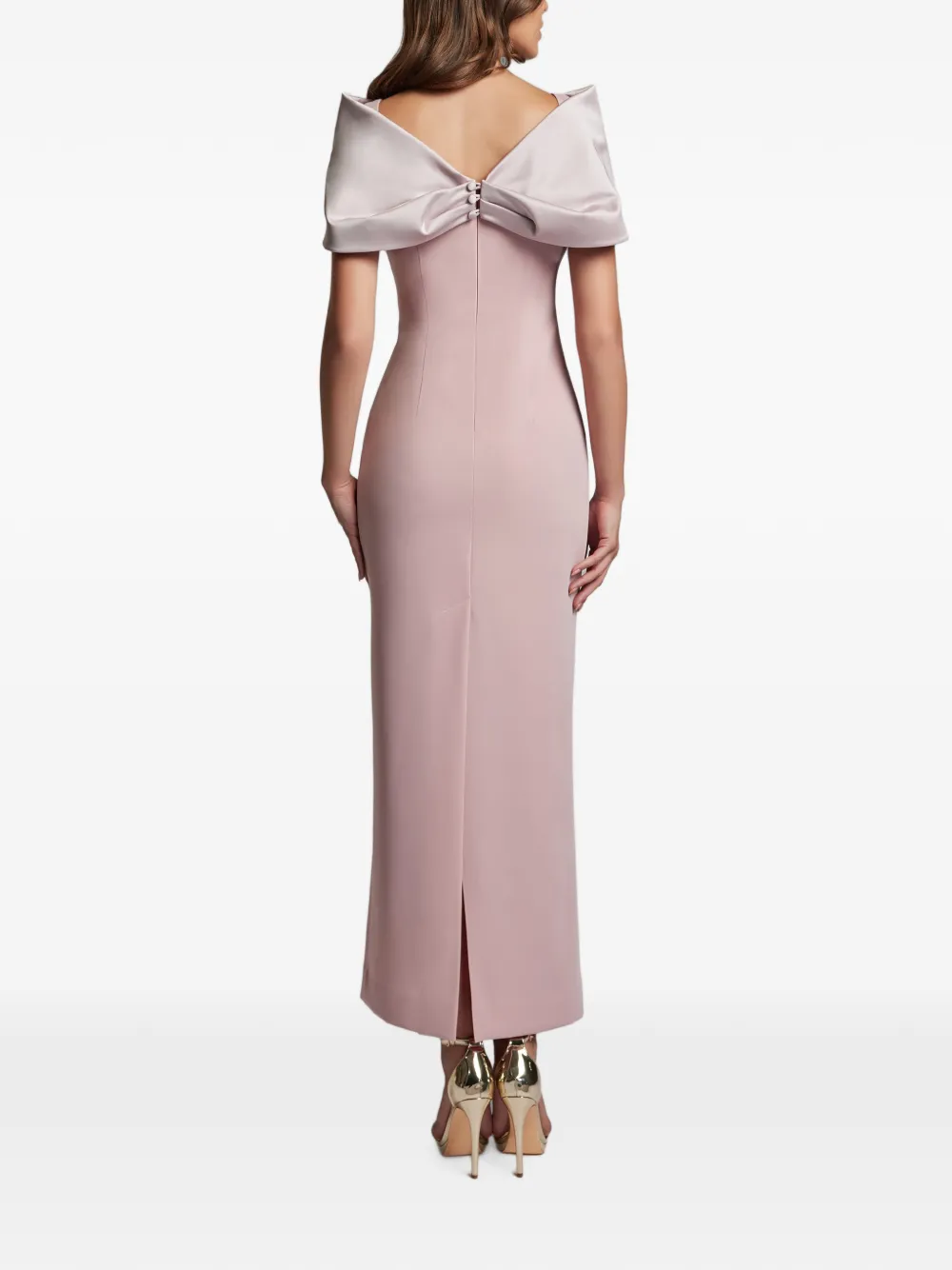 CRISTALLINI Avalon midi-jurk met strikdetail Roze