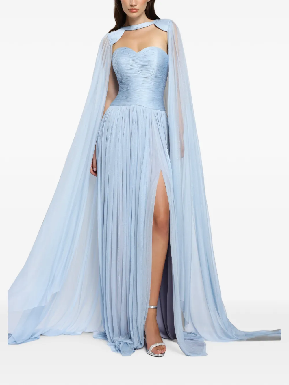 CRISTALLINI Elya maxi-dress met cape laag Blauw