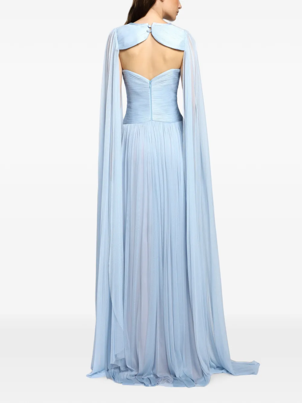 CRISTALLINI Elya maxi-dress met cape laag Blauw