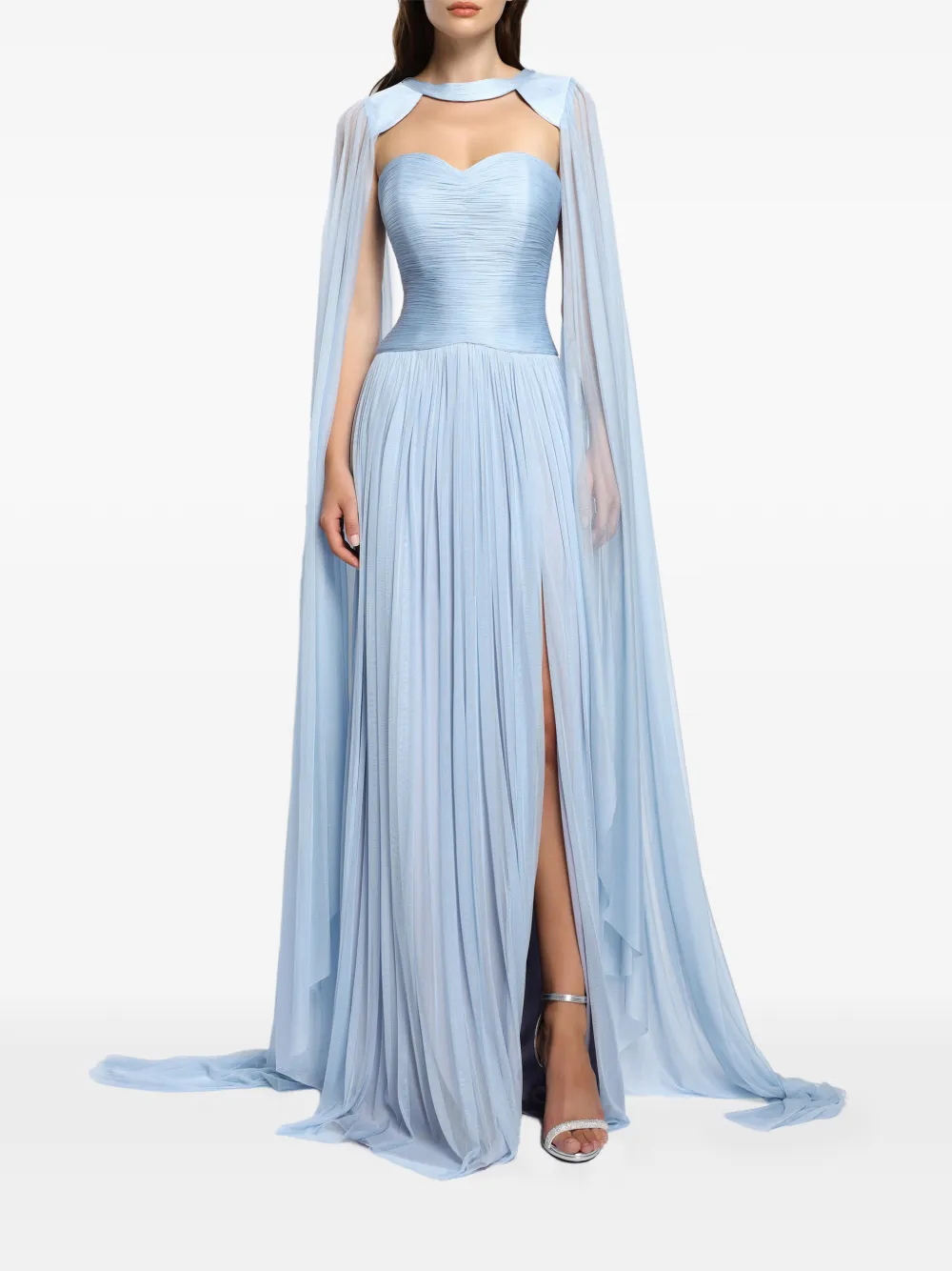 CRISTALLINI Elya cape-overlay maxi dress