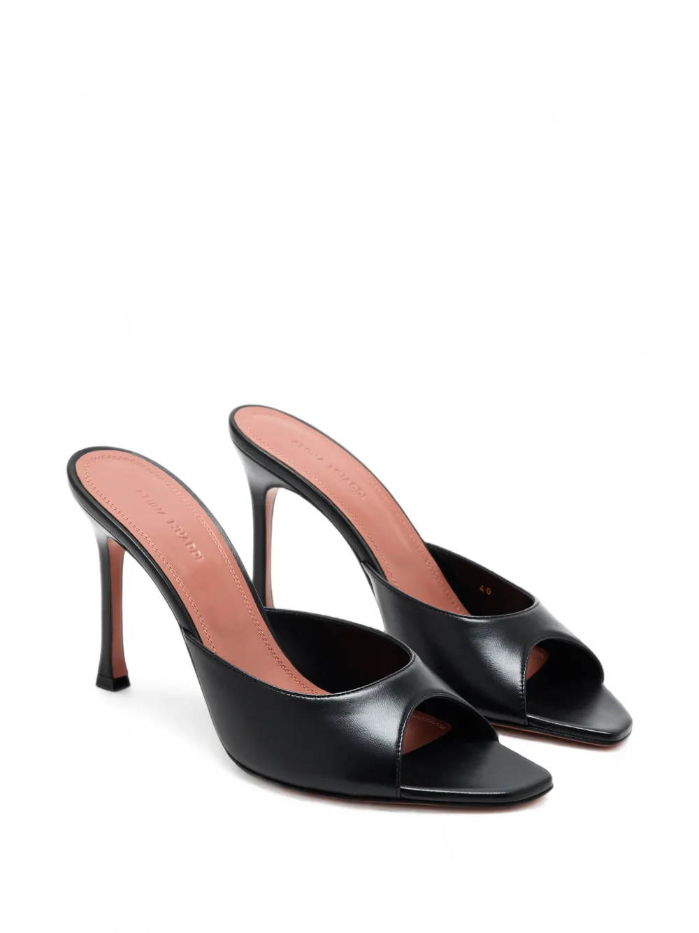 Amina Muaddi Alexa leather sandals Zwart