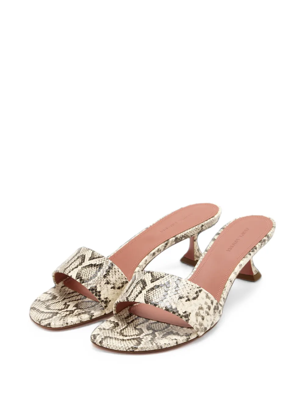 Amina Muaddi Andreea snake-print leather mules Beige
