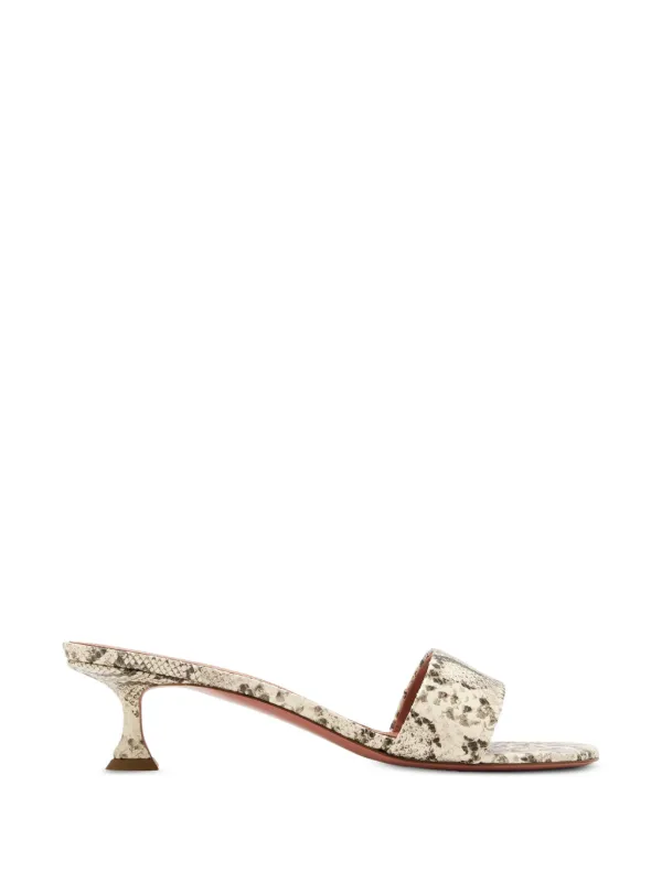 Amina Muaddi Andreea Snake-print Leather Mules in Neutrals