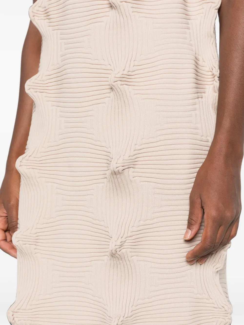 Issey Miyake textured pleated dress Beige