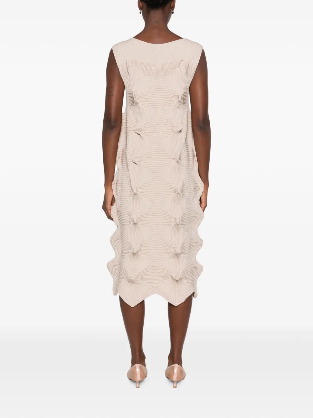 Issey Miyake textured pleated dress Beige