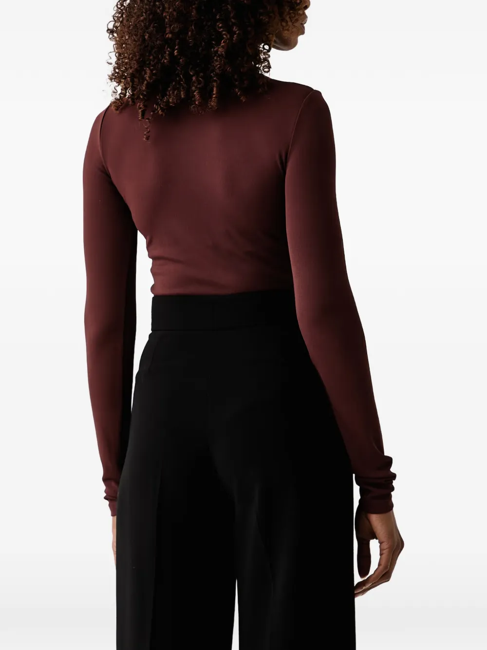 Patrizia Pepe Body met geborduurd logo en hoge hals Bruin