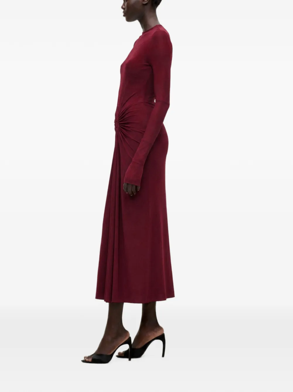 Victoria Beckham Frances gesmockte midi-jurk Rood
