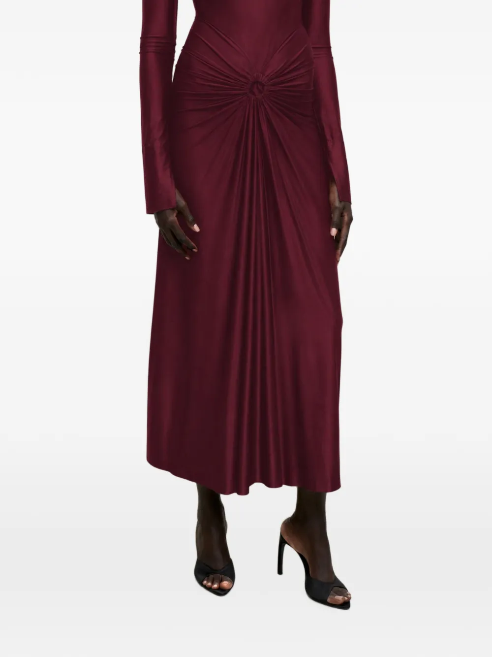Victoria Beckham Frances gesmockte midi-jurk Rood