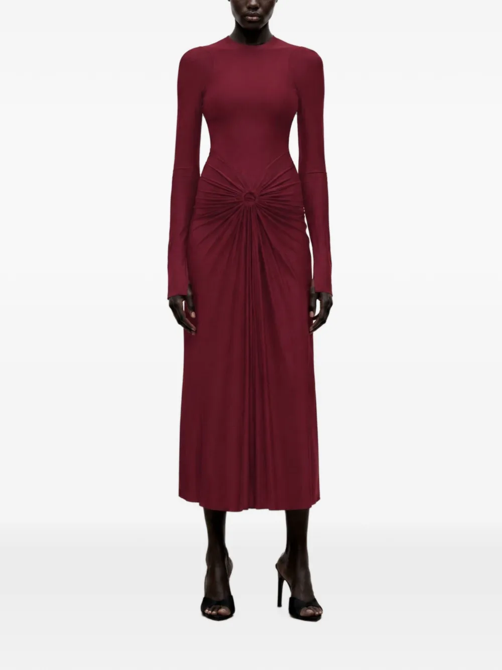 Victoria Beckham Frances gesmockte midi-jurk Rood