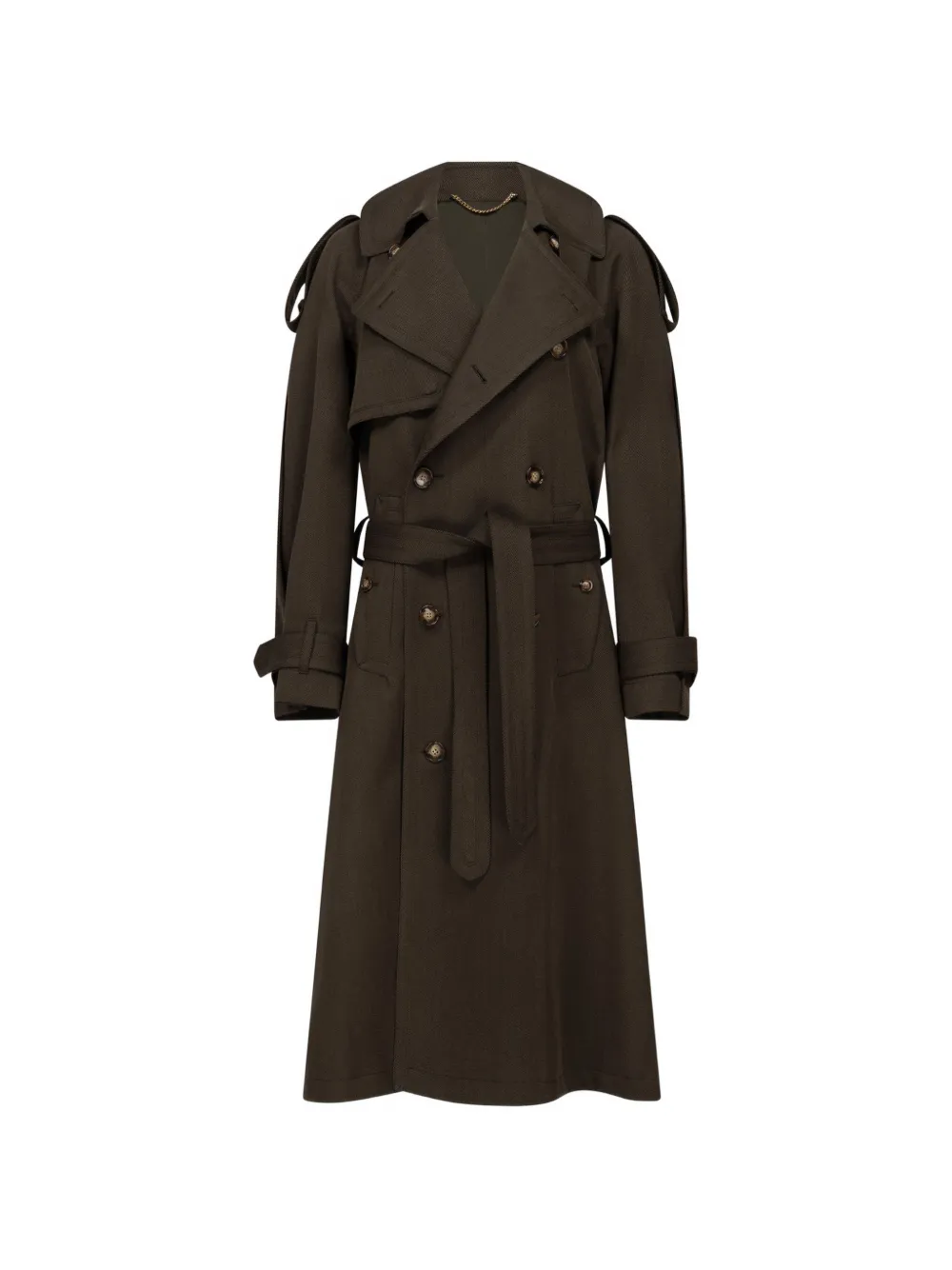 Victoria Beckham Double-breasted Belted Trench Coat In 그린