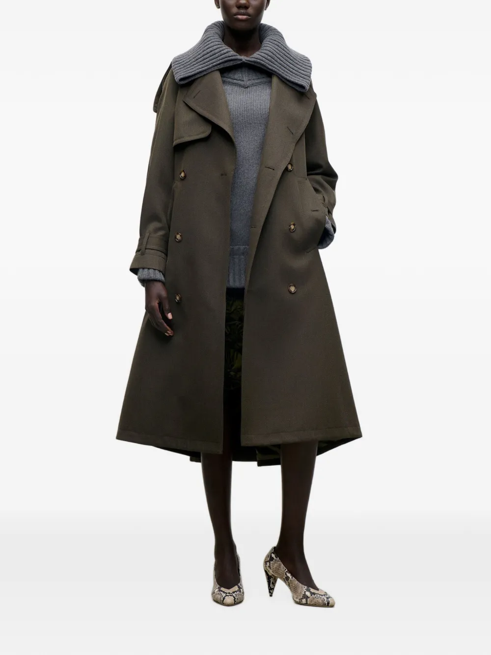Victoria Beckham Trenchcoat met dubbele rij knopen en ceintuur Groen