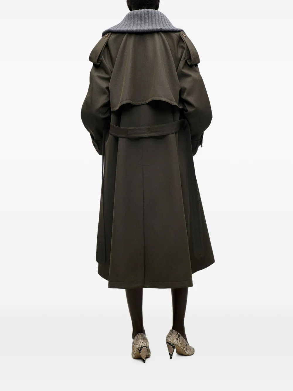 Victoria Beckham Trenchcoat met dubbele rij knopen en ceintuur Groen