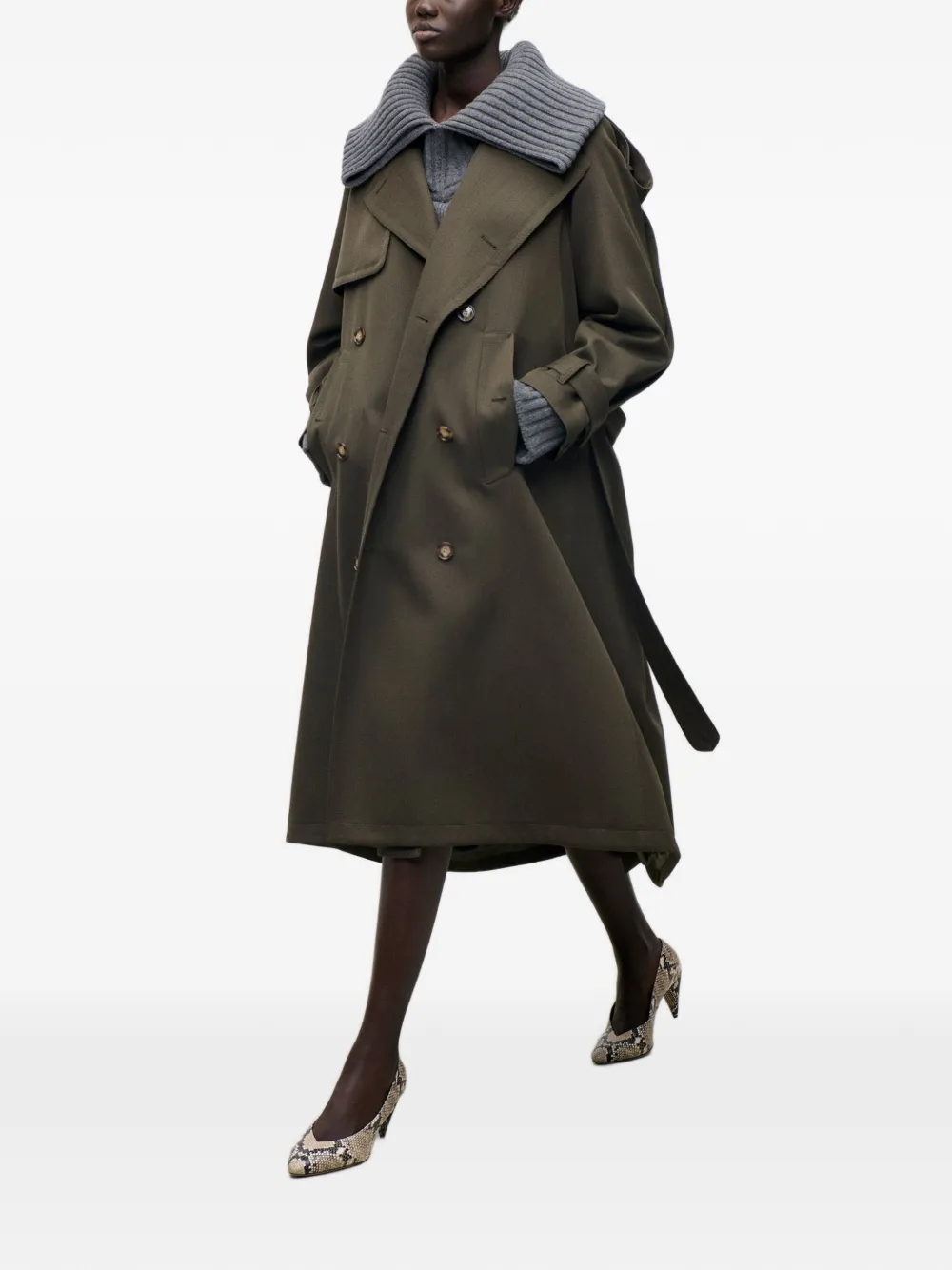 Victoria Beckham Trenchcoat met dubbele rij knopen en ceintuur Groen