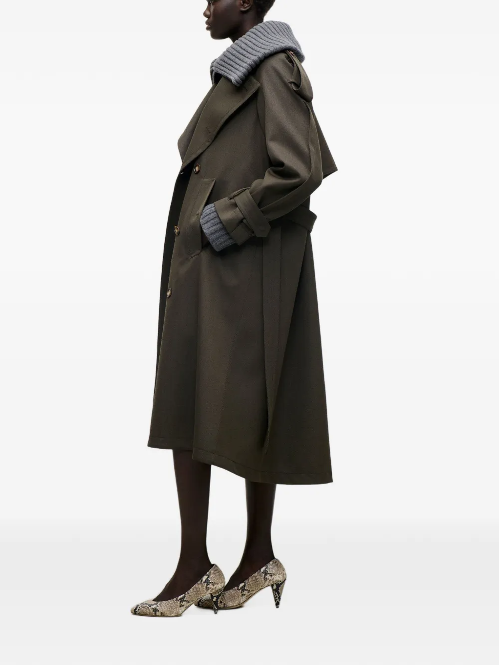 Victoria Beckham Trenchcoat met dubbele rij knopen en ceintuur Groen