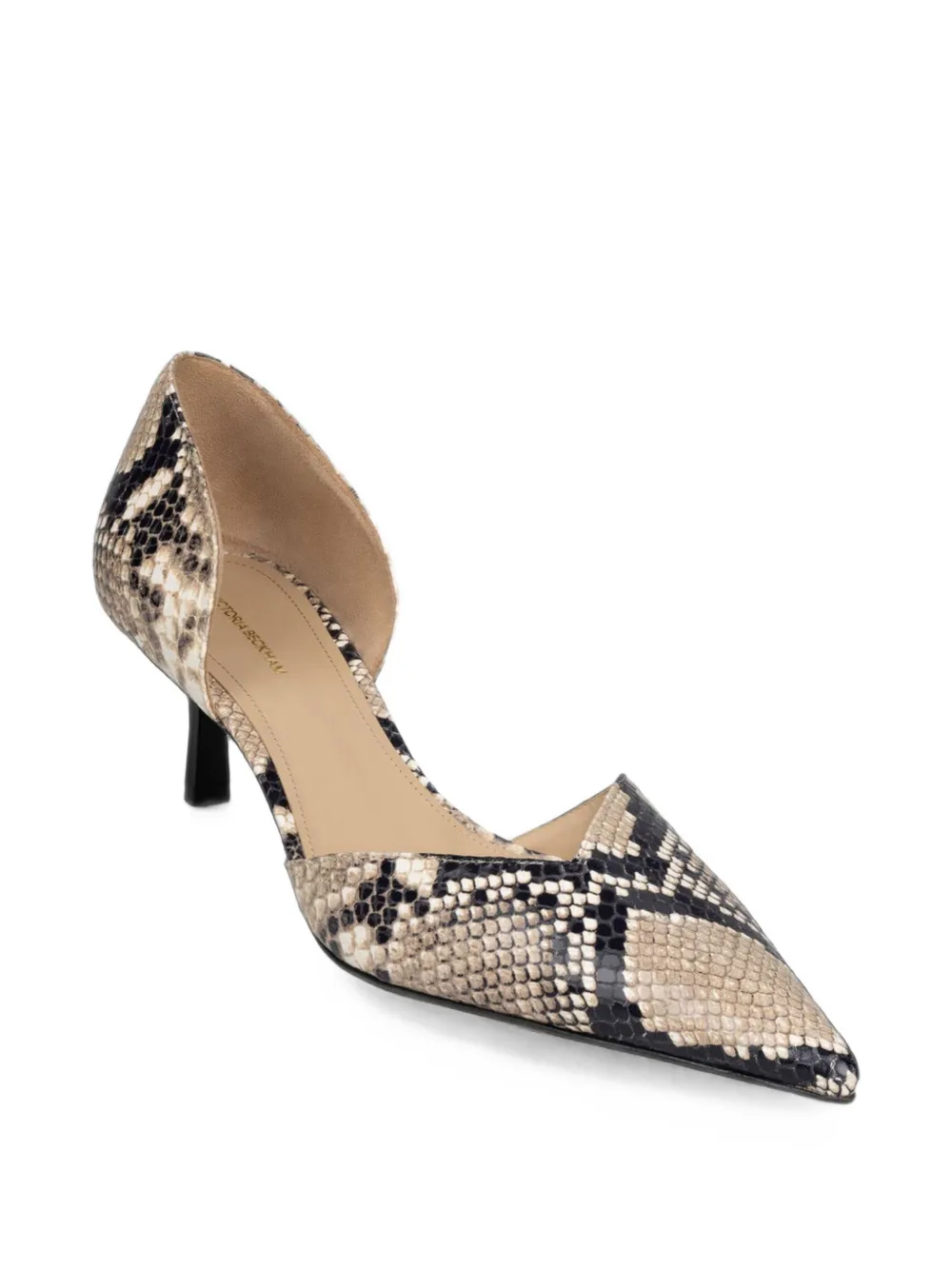 Victoria Beckham Angle D'Orsay snake-print pumps Beige