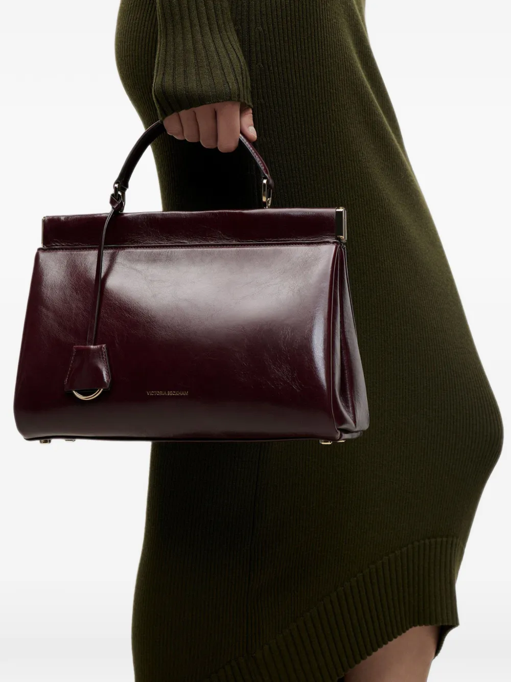 Victoria Beckham Sloane Frame 28 Leather Tote Bag in Red, view 2