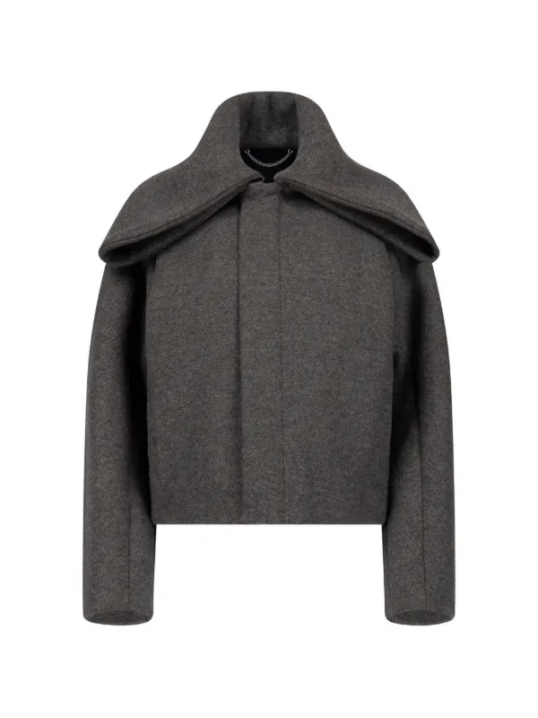 Victoria Beckham Folded-collar Jacket in Grey