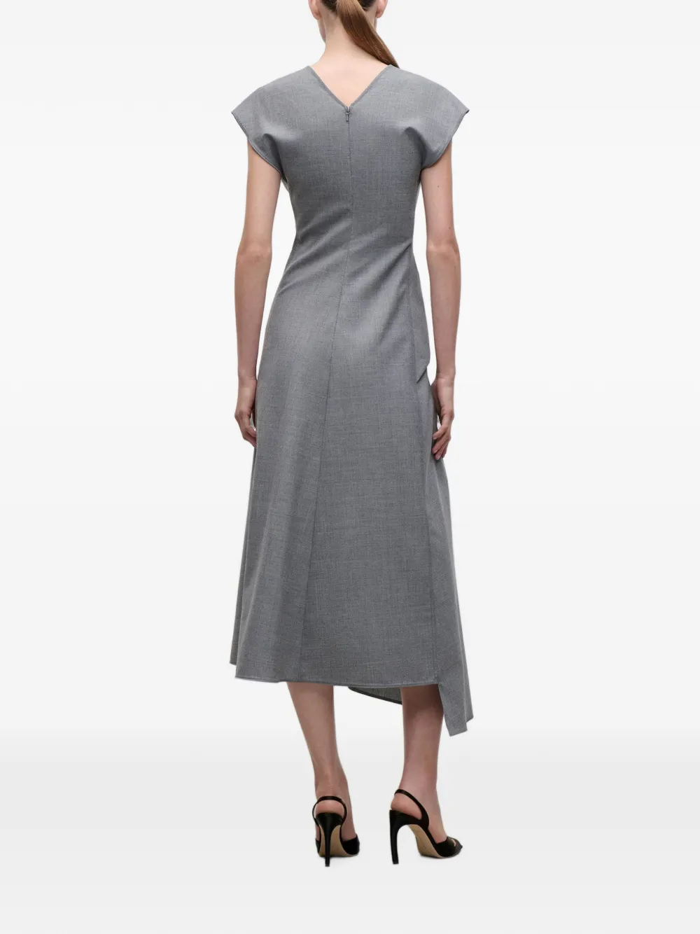 Victoria Beckham Aria gedraaide midi-jurk Grijs