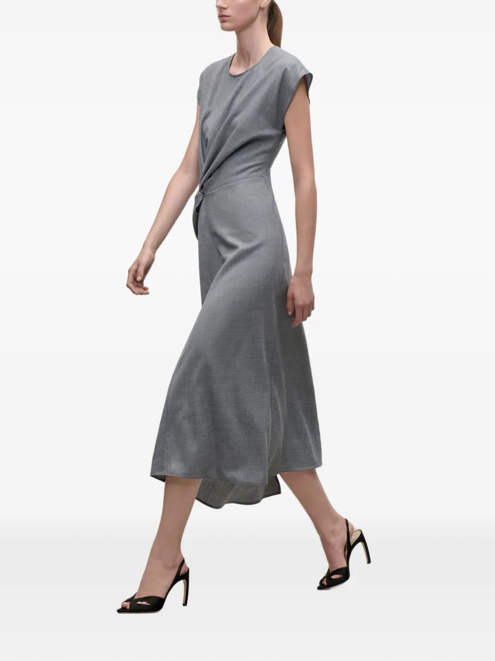 Victoria Beckham Aria gedraaide midi-jurk Grijs