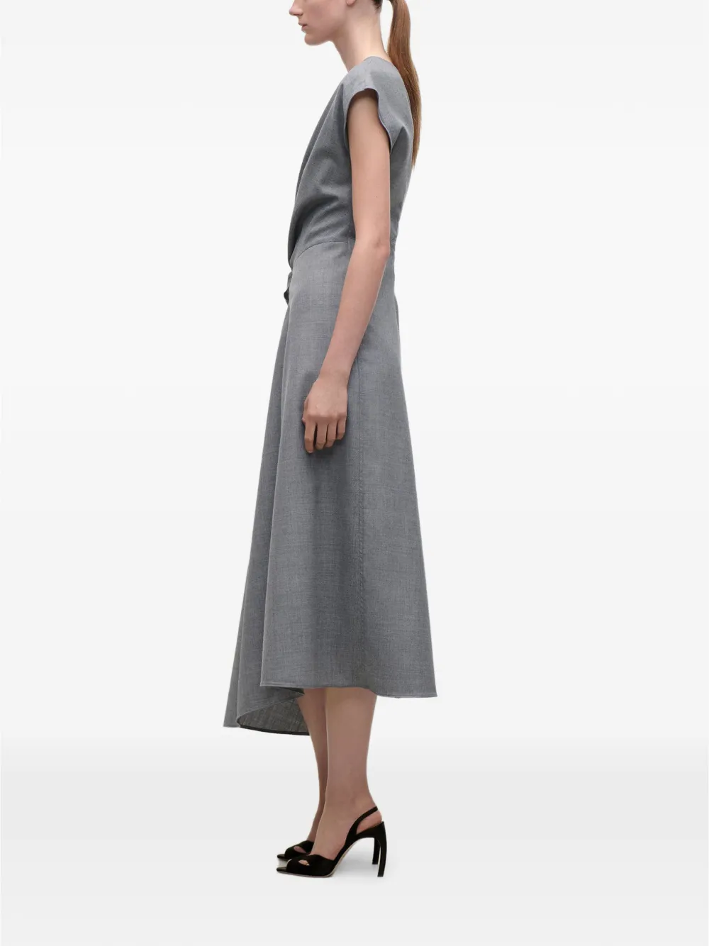 Victoria Beckham Aria gedraaide midi-jurk Grijs