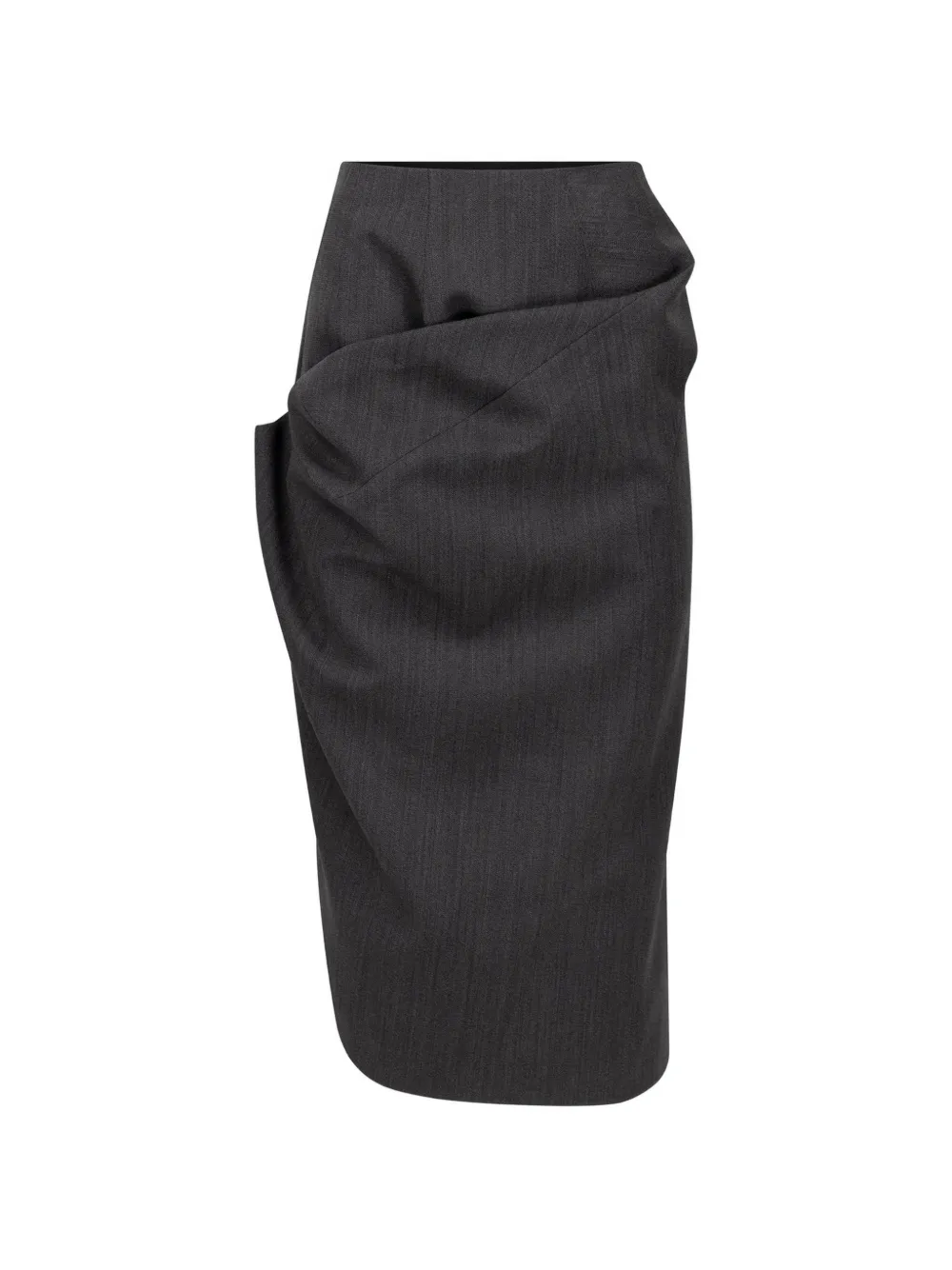 Victoria Beckham Asymmetric Draped Midi Skirt In Grey