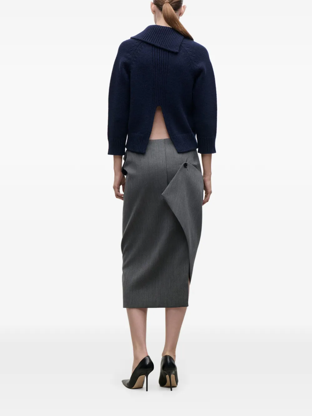 Victoria Beckham Gedrapeerde midi-rok Grijs
