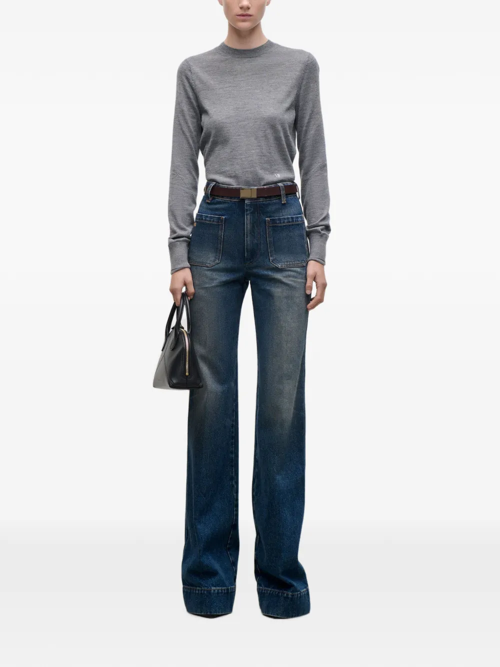 Victoria Beckham Alina jeans met patchworkzak Blauw