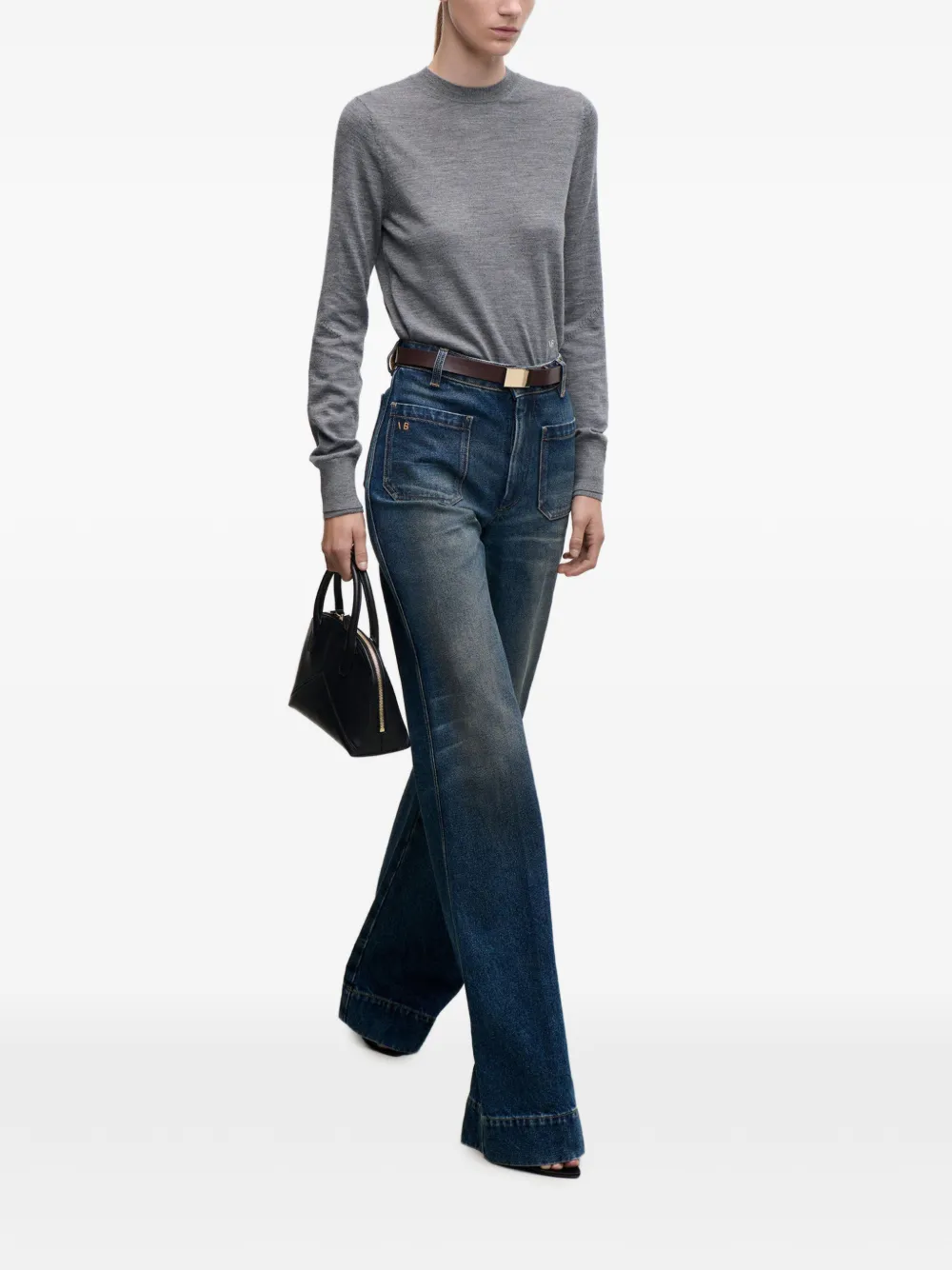 Victoria Beckham Alina jeans met patchworkzak Blauw