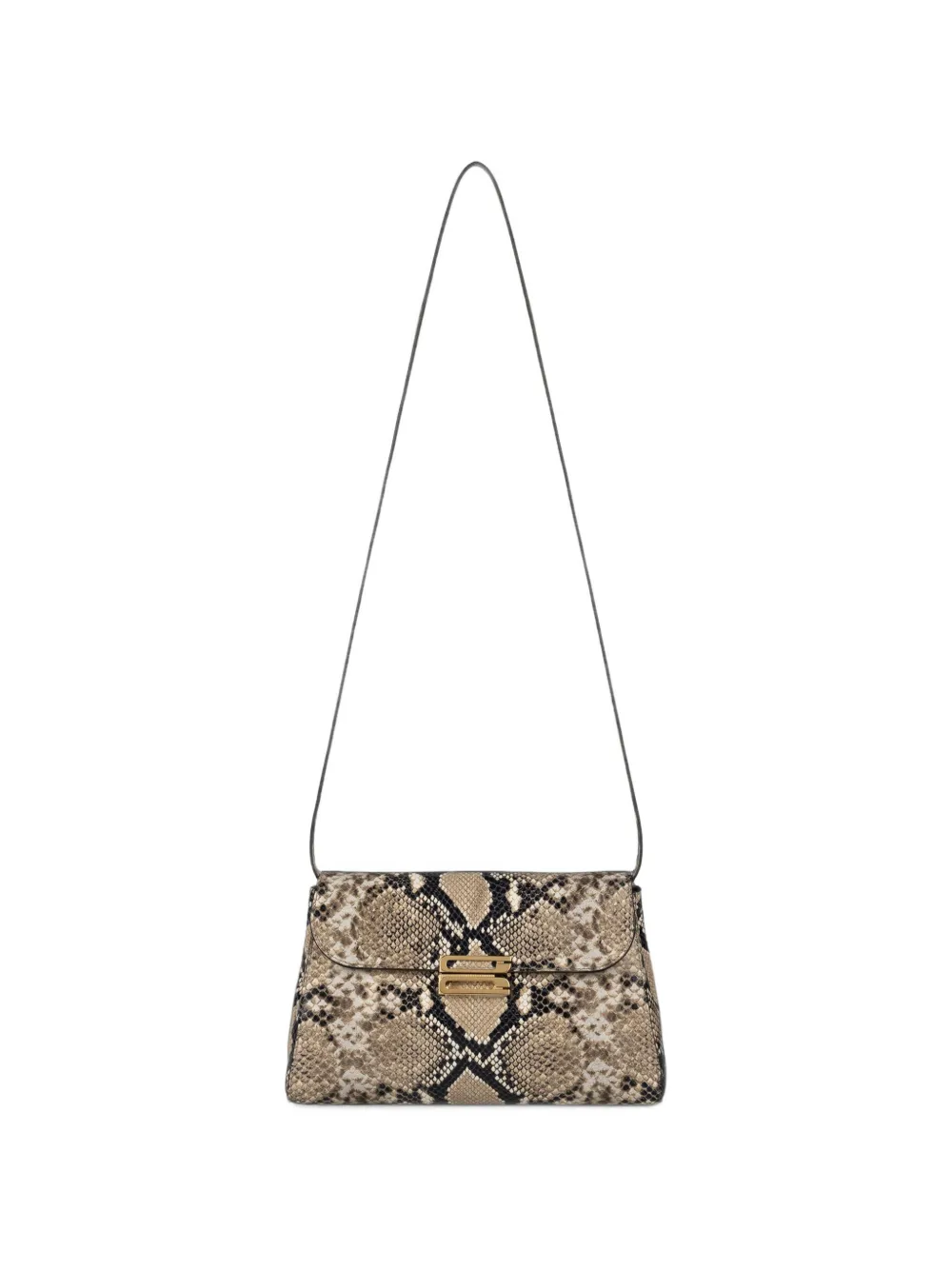 Victoria Beckham Dorian Trapeze schoudertas met slangen-print Beige