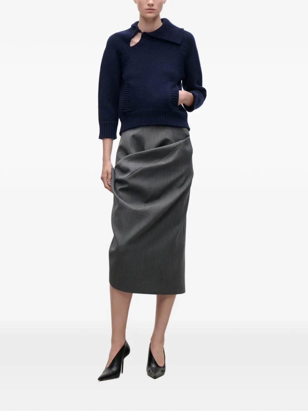 Victoria Beckham Trui met asymmetrische kraag Blauw