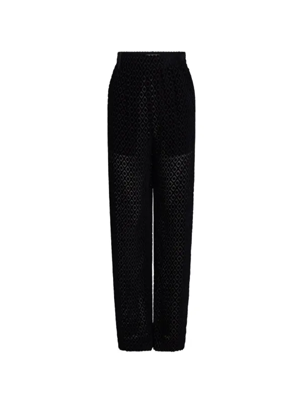 Victoria Beckham Geometric-pattern Curved-leg Trousers in Black