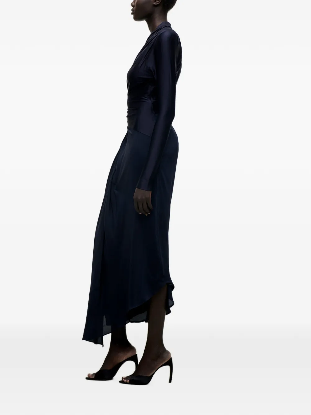 Victoria Beckham Lea midi-jurk met geknoopt detail Blauw