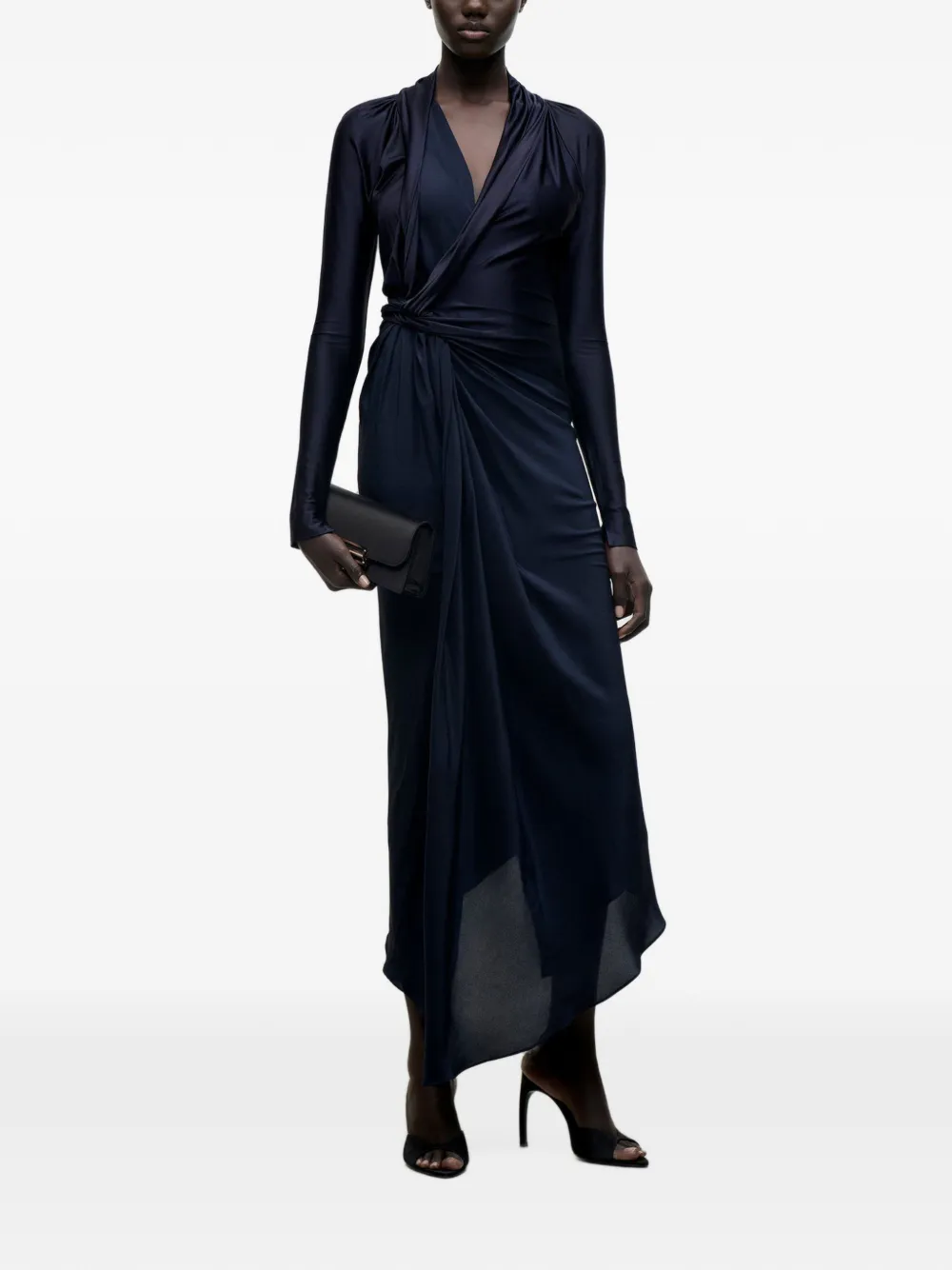 Victoria Beckham Lea midi-jurk met geknoopt detail Blauw