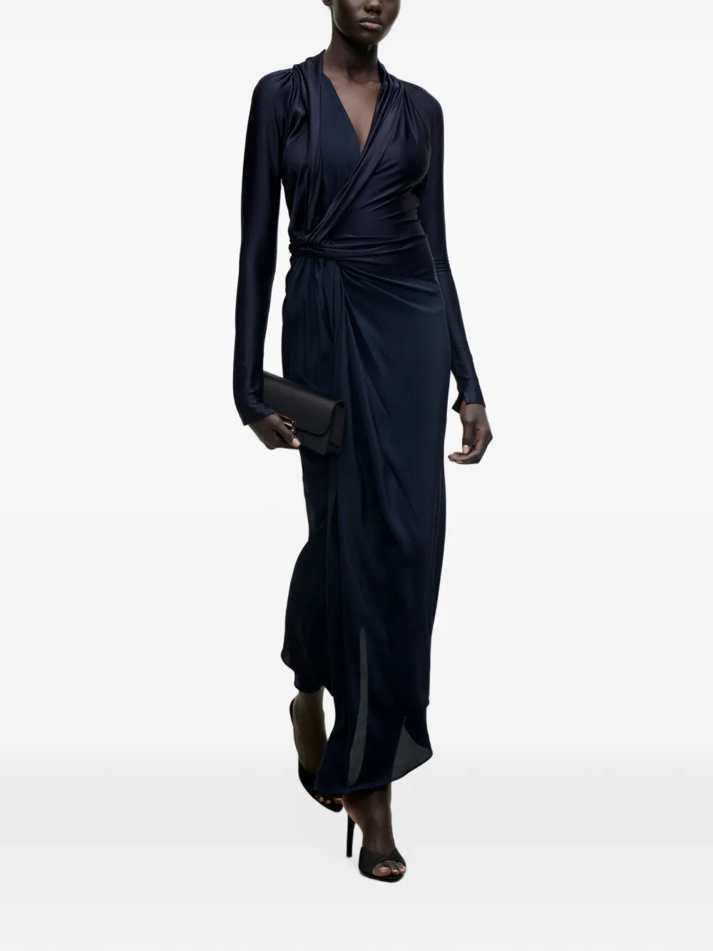 Victoria Beckham Lea midi-jurk met geknoopt detail Blauw