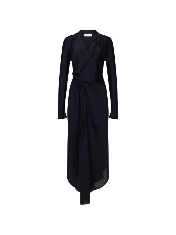 Victoria Beckham Lea Knotted-detail Midi Dress in Blue