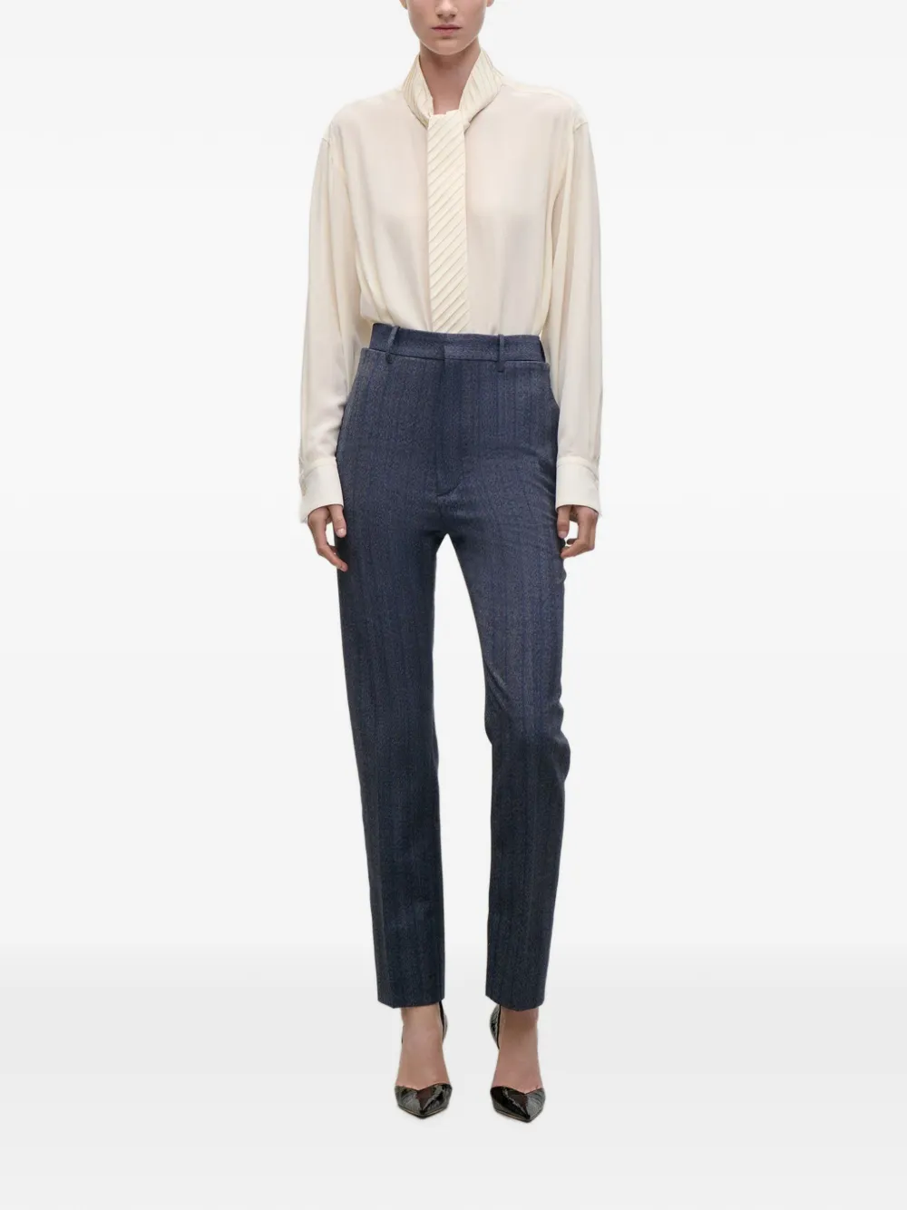 Victoria Beckham Broek met krijtstreep Blauw