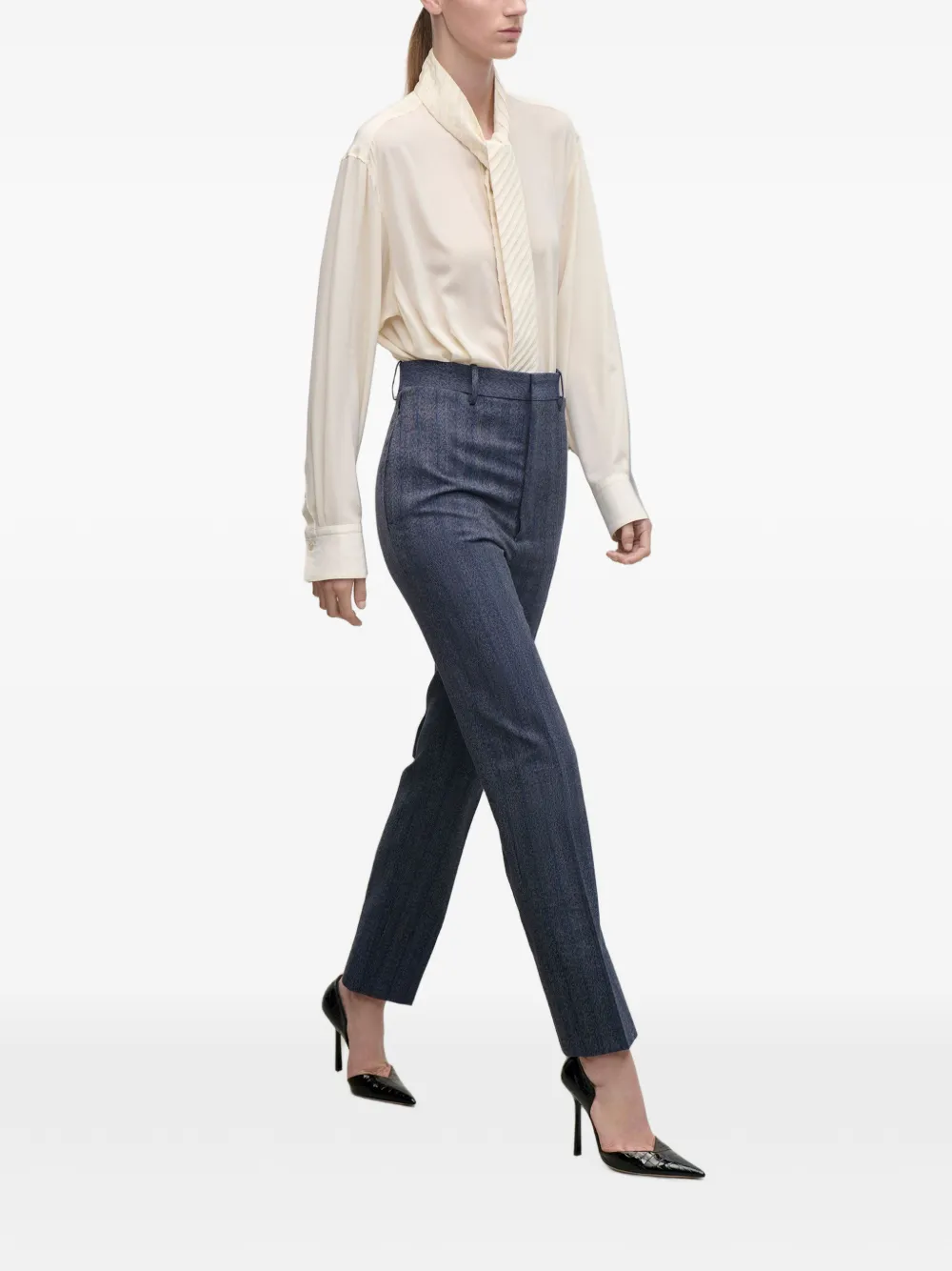 Victoria Beckham Broek met krijtstreep Blauw