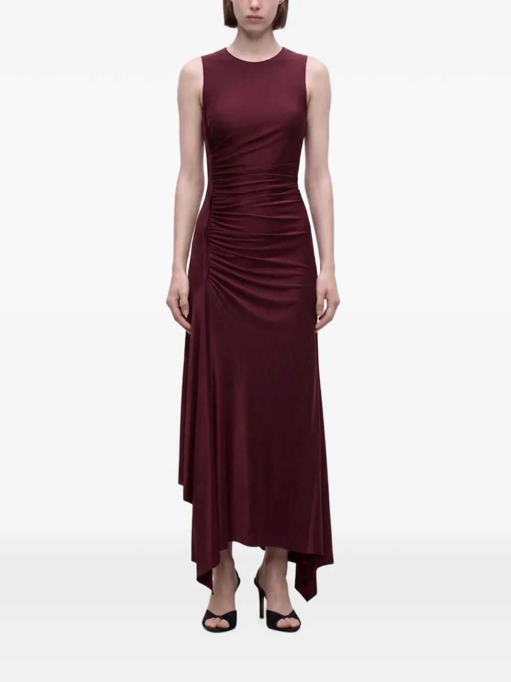 Victoria Beckham Sylvie midi-jurk met ruches Rood