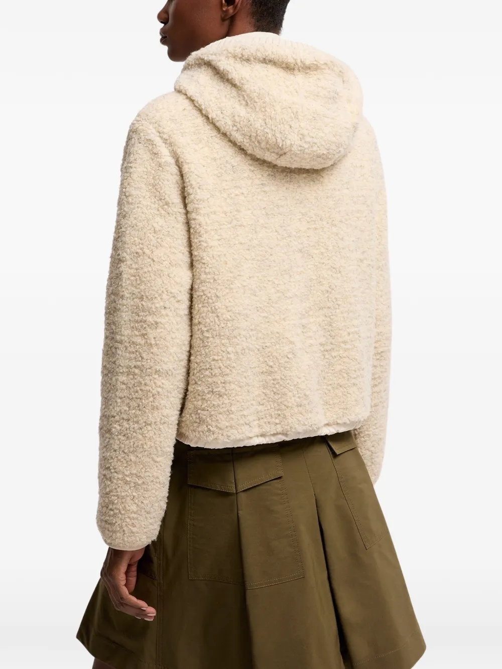 Moncler padded teddy hooded jacket Beige