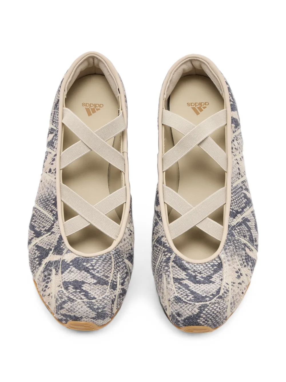 adidas Ghost Sprint snakeskin-effect ballet flats Beige