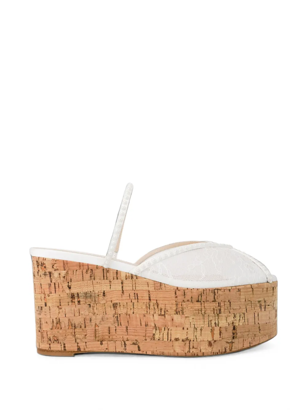 Andrea Wazen Paloma lace wedge sandals