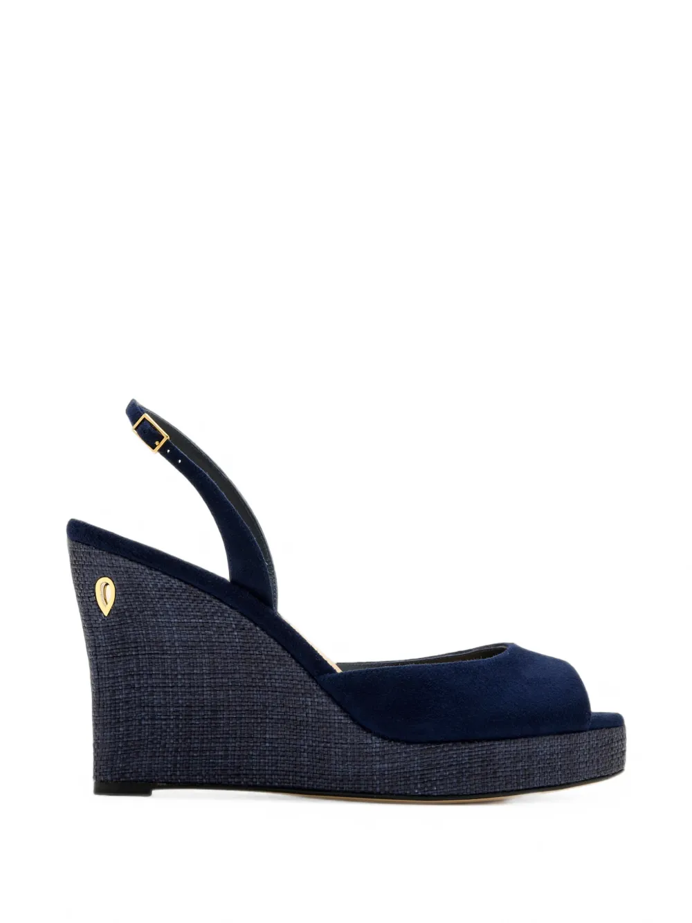 Jennifer Chamandi Nino 105 Raffia Wedge Sandals In Blue
