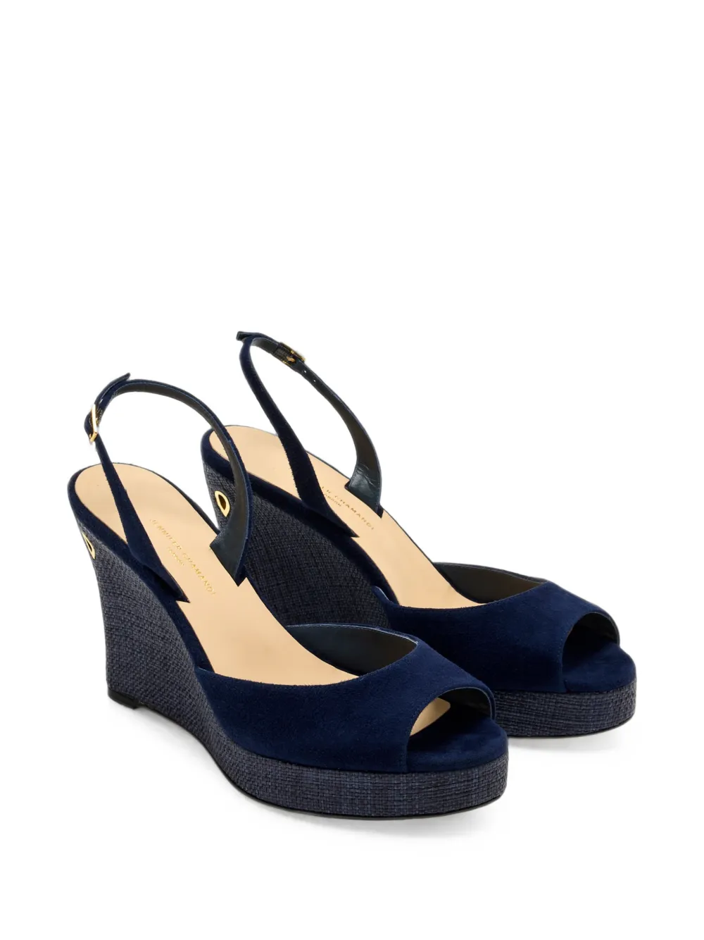 Jennifer Chamandi Nino 105 raffia wedge sandals Blauw
